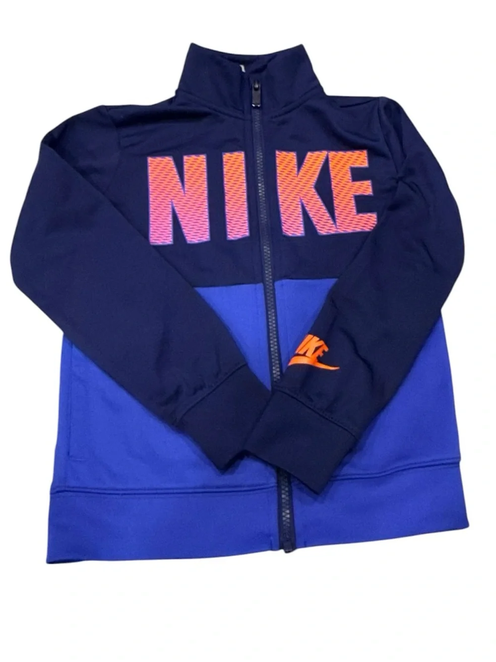 Boys Nike Sportswear Track Jacket Jogger Pants Set Navy Blue Orange Size 5 4T 5T - Picture 2 of 5